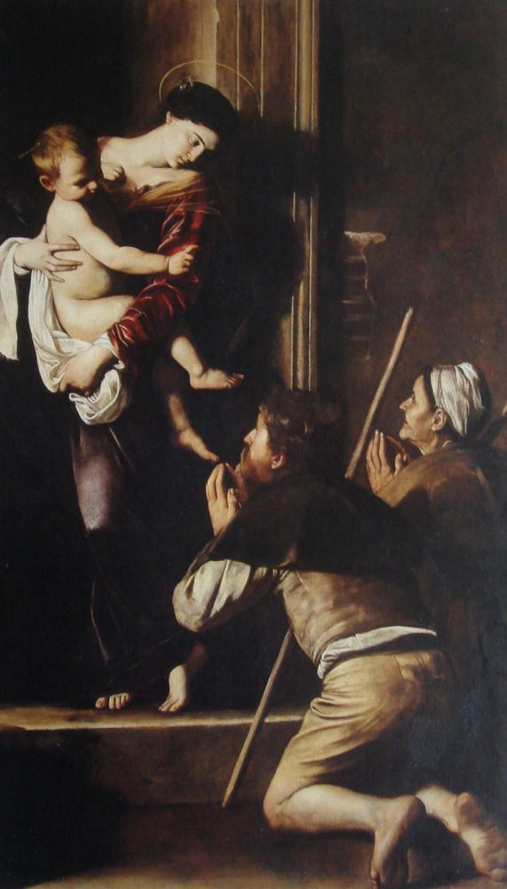 32 Madonna di Loreto o Madonna dei Pellegrini”, (1603-1606), 260 cm × 150 cm, Chiesa di Sant’Agostino, Cappella Cavalletti, Roma.