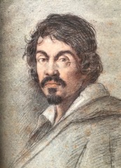 Ritratto di Caravaggiodi Ottavio Leoni, 1621 ca.
(Carboncino nero e pastelli su carta blu, 23,4 × 16,3 cm)
Firenze, Biblioteca Marucelliana, 