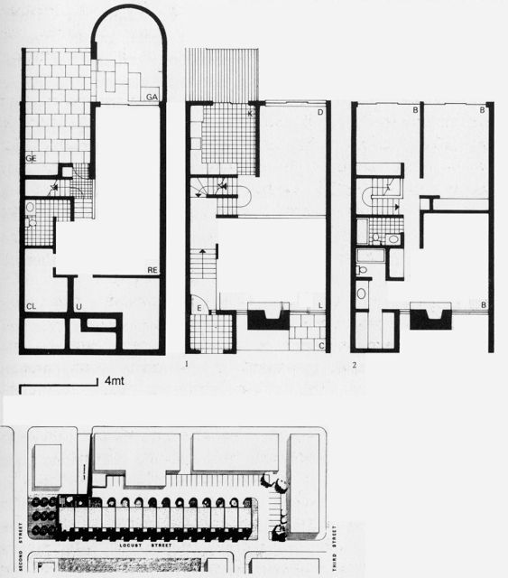 Locust Street Townhouses Philadelphia From Antonino Saggio book on Louis Sauer