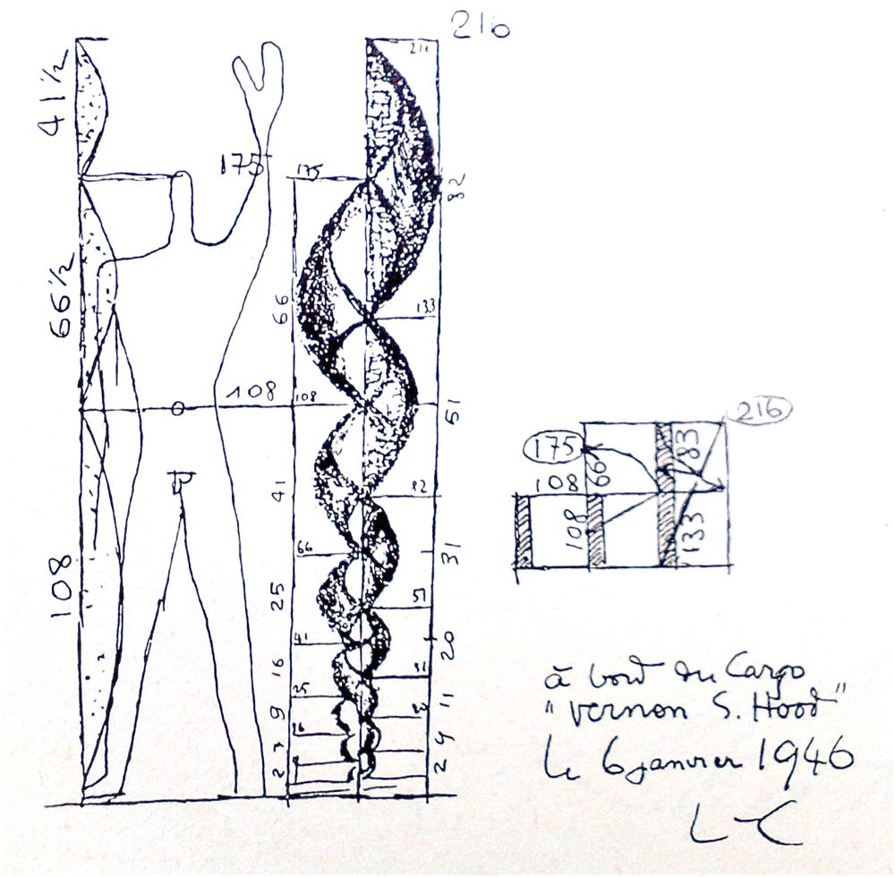 172. Le Corbusier, disegno del Modulor 1948 ca